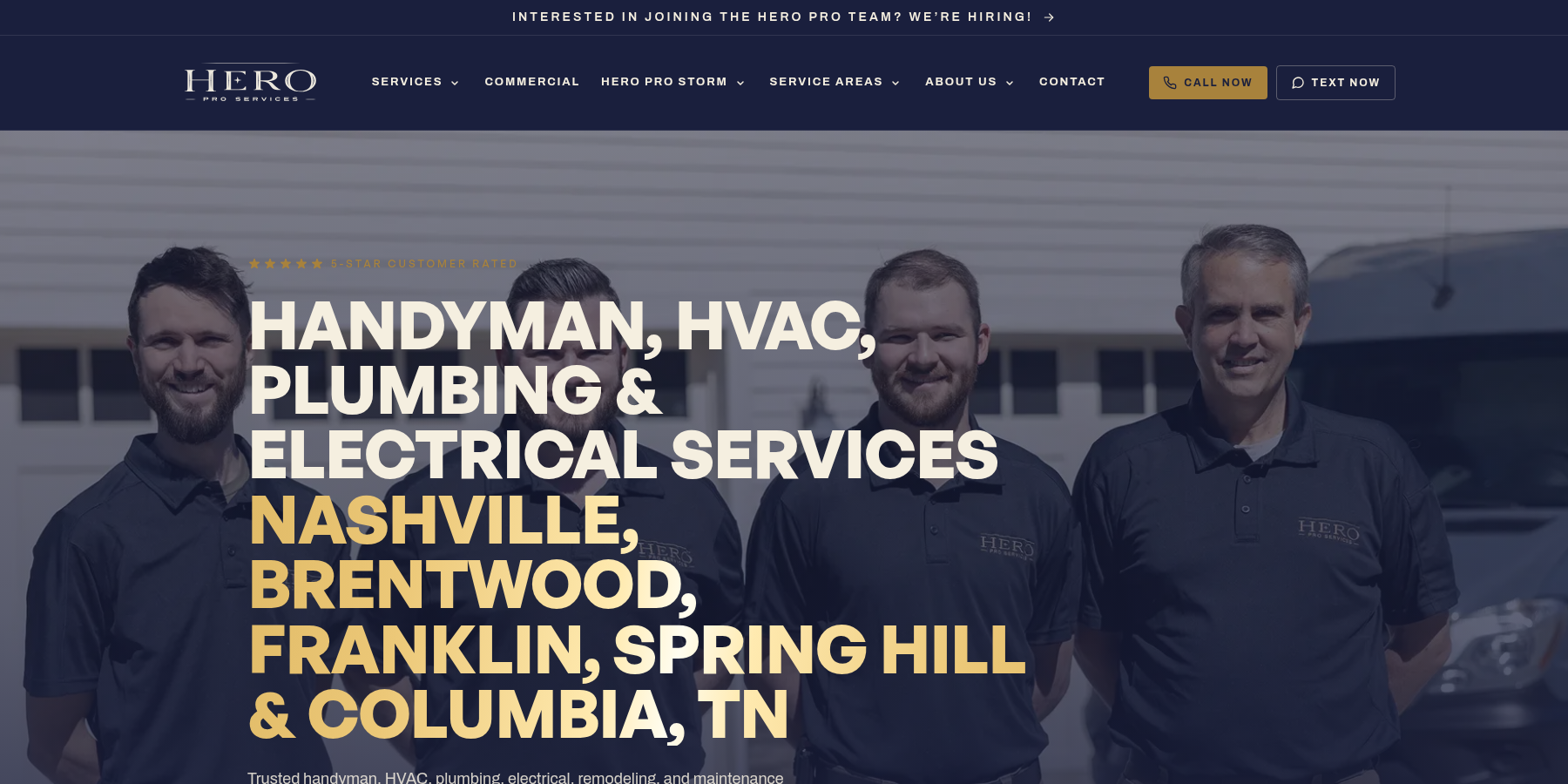 Hero Pro Services website desktop view