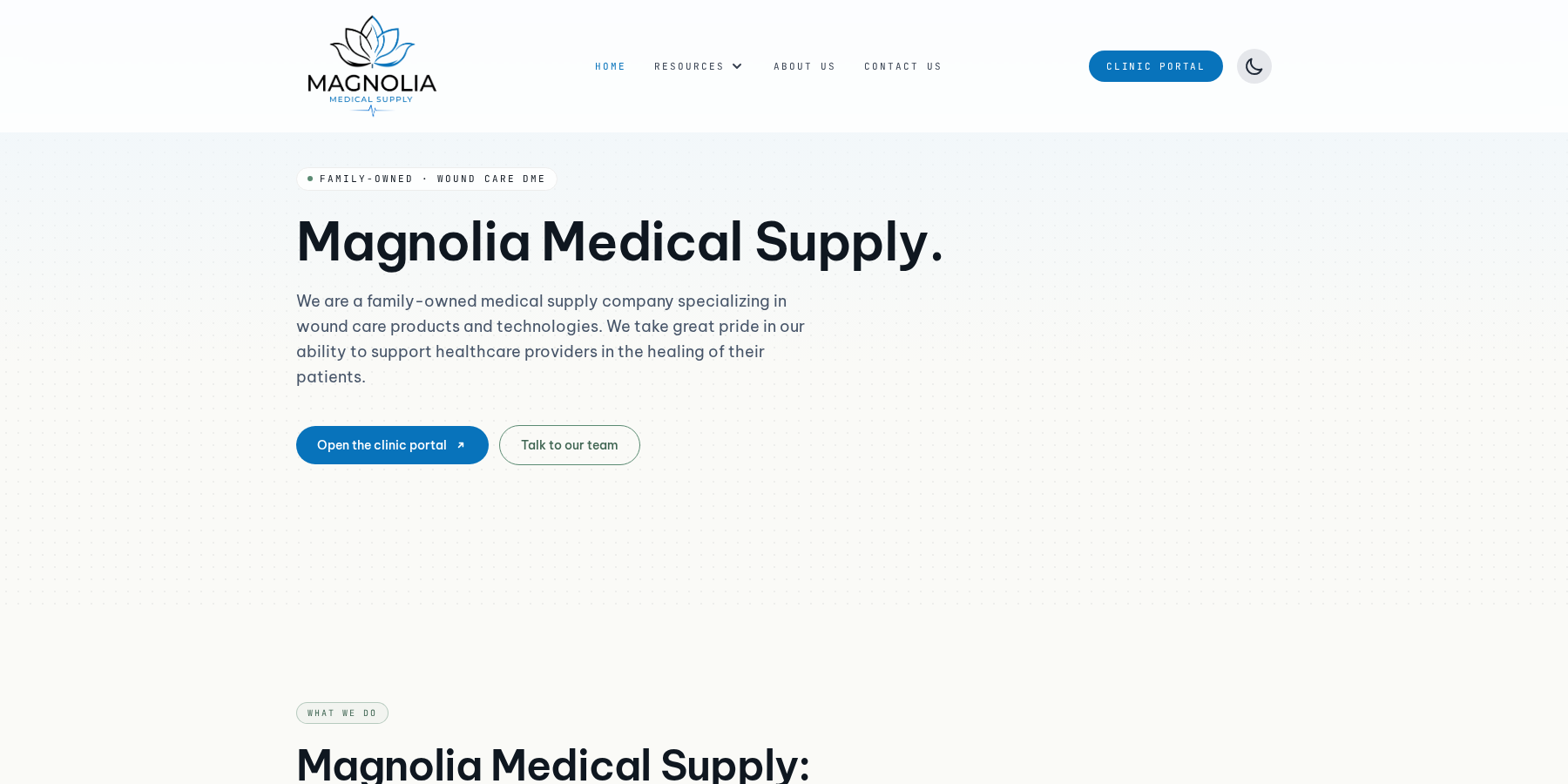 Magnolia Med Supply website desktop view